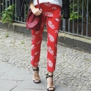 Lands' End Mid-Rise Straight Leg Paisley Chino Crop Ankle Pants Womens Size 12 P